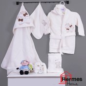 تصویر سرویس حوله نوزادی ۵ تیکه مادرکر مدل BEAR KREM 