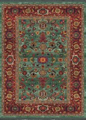 تصویر فرش ماشینی مدما مدل نکیسا طرح کلاسیک رنگ سبز قابل شستشو در لباسشویی Modema classic carpet | two layers & laundry washable