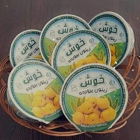 تصویر زیتون پرورده 80گرمی تک نفره ویژه رستوران و هتل دارای سیب سلامت و ارم استاندارد 