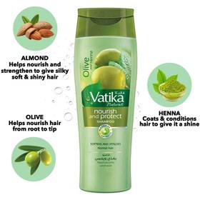 تصویر شامپو تقویت کننده محافظت کننده ی زیتون واتیکا عربی Vatika Naturals Olive And Henna Nourish And Protect Shampoo 400ml 