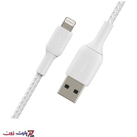 تصویر کابل شارژ آیفون USB-A به لایتنینگ با روکش بافته بلکین مدل CAA002bt2MWH CAA002bt2MWH