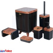 تصویر ست سرویس بهداشتی اطلس مدل ژیوار ۶ تکه طرح چوب 