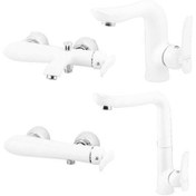 تصویر ست شیرآلات طهورا مدل مدل مانلی سفید Tahora Maneli White Set Faucets