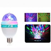 تصویر لامپ دیسکویی توان 3وات بدنه سفید سرپیچ‌دار کالرفول Colorful disco light lamp rotate 3w