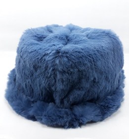 تصویر کلاه و شال از جنس پوست طبیعی رنگ آبی- po7011 