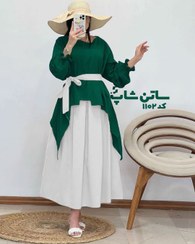 تصویر ست شومیز دامن دخترانه اوان شومیز مشکی و دامن کرم سایز ۴۰ 