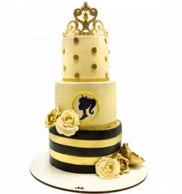تصویر کیک عروسی تاج طلایی 