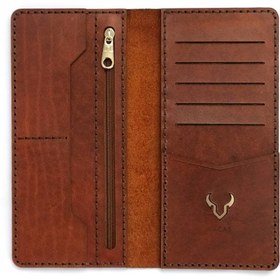 تصویر کیف پول چرم افکتی قهوه ای 