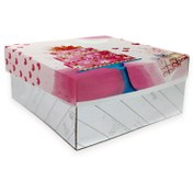 تصویر جعبه کیک 25*25 طرح آبرنگ (فروش کیلویی) 