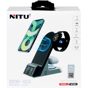 تصویر پایه نگهدارنده و شارژر وایرلس 3IN1 نیتو NITU NT201 NITU NT201 Wireless Charger 15W