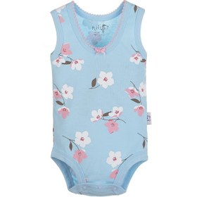 تصویر زیردکمه رکابی گل دار Lovely آبی نیلی Nili baby romper code:08616