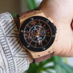 تصویر ساعت مچی مردانه هابلوت - قهوه ای قاب مشکی HUBLOT