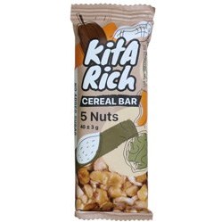 تصویر شکلات بار مخلوط غلات و پنج مغز کیتا ریچ کیتاریچ ا Kita Rich 5 Nuts Cereal Bar Kita Bar Kita Rich 5 Nuts Cereal Bar Kita Bar