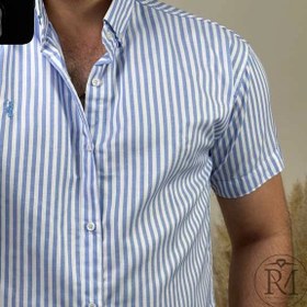 تصویر پیراهن راه راه آستین کوتاه بدون جیب - سفید shirt