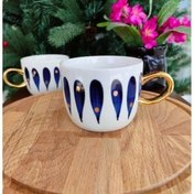 تصویر ماگ فنجان سفید سورمه ای طلایی،،مادام کوکو بسیار زیبا و شیک،یک عدد, Madame Coco Anais 400 ml 