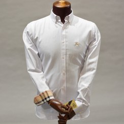تصویر پیراهن مردانه لوگو ریز سفید باربری (Burberry) 