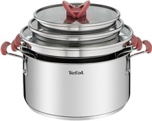 تصویر سرویس قابلمه استیل 6 پارچه تفال مدل Tefal Set 6p Optispace G720S674 
