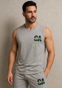 تصویر ست تاپ و شلوارک مردانه طوسی سایز XL 