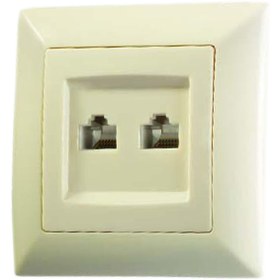 تصویر سوکت تلفن دوقلو فضل الکتریک مدل الیزه سری زیرین و رویه Twin telephone socket Fazl Electric Elysee model lower and upper series