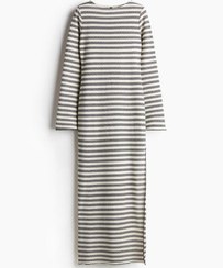 تصویر لباس شب بافتنی بافتنی ماکسی زنانه سفید/راه راه اچ اند ام 