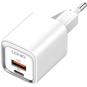 تصویر شارژر مسافرتی الدینیو 20 وات به همراه کابل LDNIO POWER ADAPTER 20W A2318M 