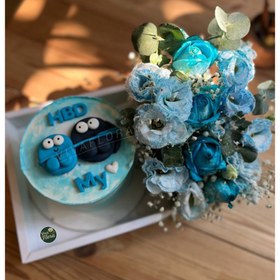 تصویر باکس گل و کیک دوست آبی 
