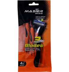 تصویر خودتراش نارنجی 3تیغه بسته 4 عددی مستر شیو Master Shave 3Blade Orange 4Pcs