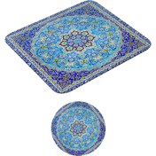 تصویر ماوس پد طرح فرش سنتی کد A1 به همراه زیر لیوانی 