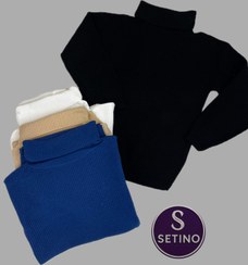 تصویر بافت زنانه یقه شل فندقی گرم 