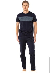 تصویر پیژامه و لباس خواب مردانه آبی سرمه ای پیرکاردین | 