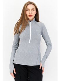 تصویر بلوز ورزشی زنانه با آستین‌های بلند مناسب دویدن، خاکستری برند under armour Women Sportswear Fit Long Sleeves Running Sweatshirt, Grey