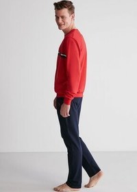 تصویر ست پیژامه قرمز مردانه پولو اسن ایالات متحده لباس خواب آستین بلند یقه گرد 18710 U.S. Polo Assn. 