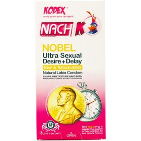 تصویر کاندوم تحریک کننده و تاخیری نوبل ناچ کدکس 12 عددی Nach Kodex Nobel Ultra Sexual Desire And Delay Condom 12 pcs