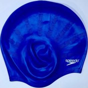 تصویر کلاه شنا سیلیکونی حرفه‌ای مدل طرح‌دار (ضد کلر و انعطاف‌پذیر) - آبی Professional Silicone Swimming Cap - 100% Silicone High Elasticity