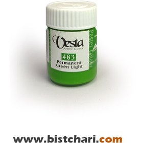 تصویر گواش رنگ Permanent green light کد 483 حجم 30 ml برند وستا Vesta 