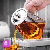 تصویر قوری پیرکس کف مربع ظرفیت ۹۵۰ میلی لیتر 