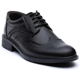 تصویر کفش چرم مجلسی مردانه کارا مدل هشترک بندی زیره تزریق - مشکی / 40 