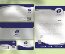 تصویر طرح لایه باز ست اداری بیمه معلم | سربرگ، پاکت نامه، کارت ویزیت | طراحی حرفه‌ای، ساده و شرکتی 