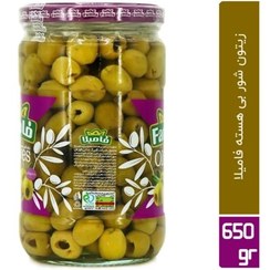 تصویر زیتون شور بی هسته فامیلا 650 گرم 