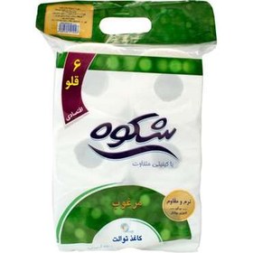 تصویر بسته دستمال توالت 3 لایه 6 قلو شکوه 