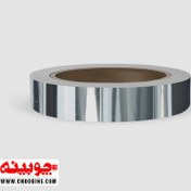 تصویر نوار نقره ای / سیلور / استیل براق پشت چسب دار PVC (عرض ۲ سانتیمتر) 