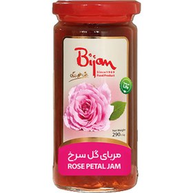 تصویر مربای گل سرخ 290 گرمی بیژن مربا دارد 290 گرم خالص گل سرخ یک عددی شیشه ای بیژن