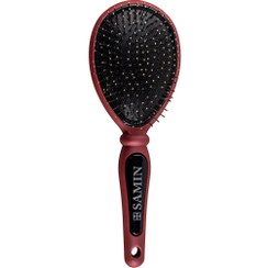 تصویر برس مو طرح بیضی مدل دانه فلزی ثمین صورتی Samin Style Hair Brush