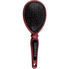 تصویر برس مو طرح بیضی مدل دانه فلزی ثمین صورتی Samin Style Hair Brush