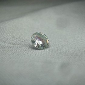 تصویر موزانایت یخی ابی بسیار شفاف وملایم الماس روسی سنتزشده با سختی ده و تلالو بی نظیر 