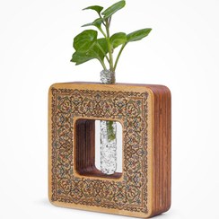 تصویر گلدان چوبی طرح ترنج 