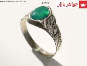 تصویر انگشتر نقره عقیق سبز سایز کوچک نهایتا تا سایز 49 بچه گانه کد 83213 