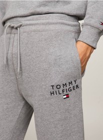 تصویر شلوار راحتی مردانه با لوگو - ترکیب پنبه، خاکستری برند Tommy Hilfiger Men's Logo Lounge Joggers - Cotton Blend, Grey