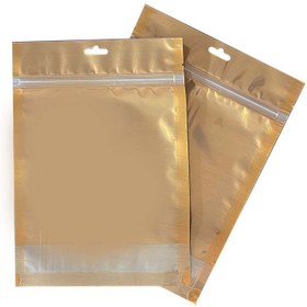 تصویر پاکت زیپ دار مدل طلائی کد 1825 بسته 10 عددی 