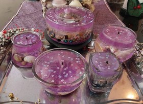 تصویر شمع کامل عروس اقیانوس مجموعه ۵ عددی pa/ba - بنفش ارغوانی candle panah